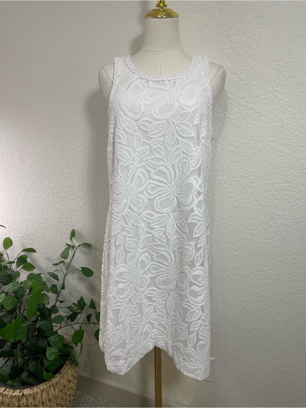 Lilly Pulitzer Marquette Shift Dress Resort White Wildflower Stripe Lace
